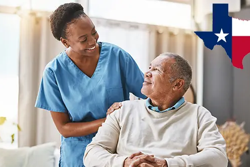 Courses 1 Medical Assistant helping elder gentleman - texas course